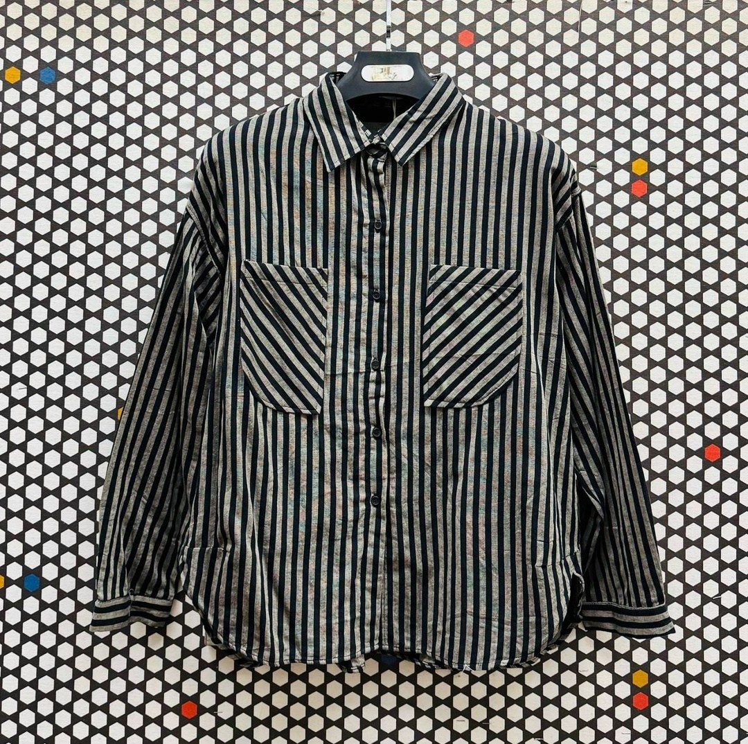 рубашка оверсайз широкая прямая в полоску корея y2k,повседневная рубашка,рубашка,рубашка в полоску,рубашка свободного кроя