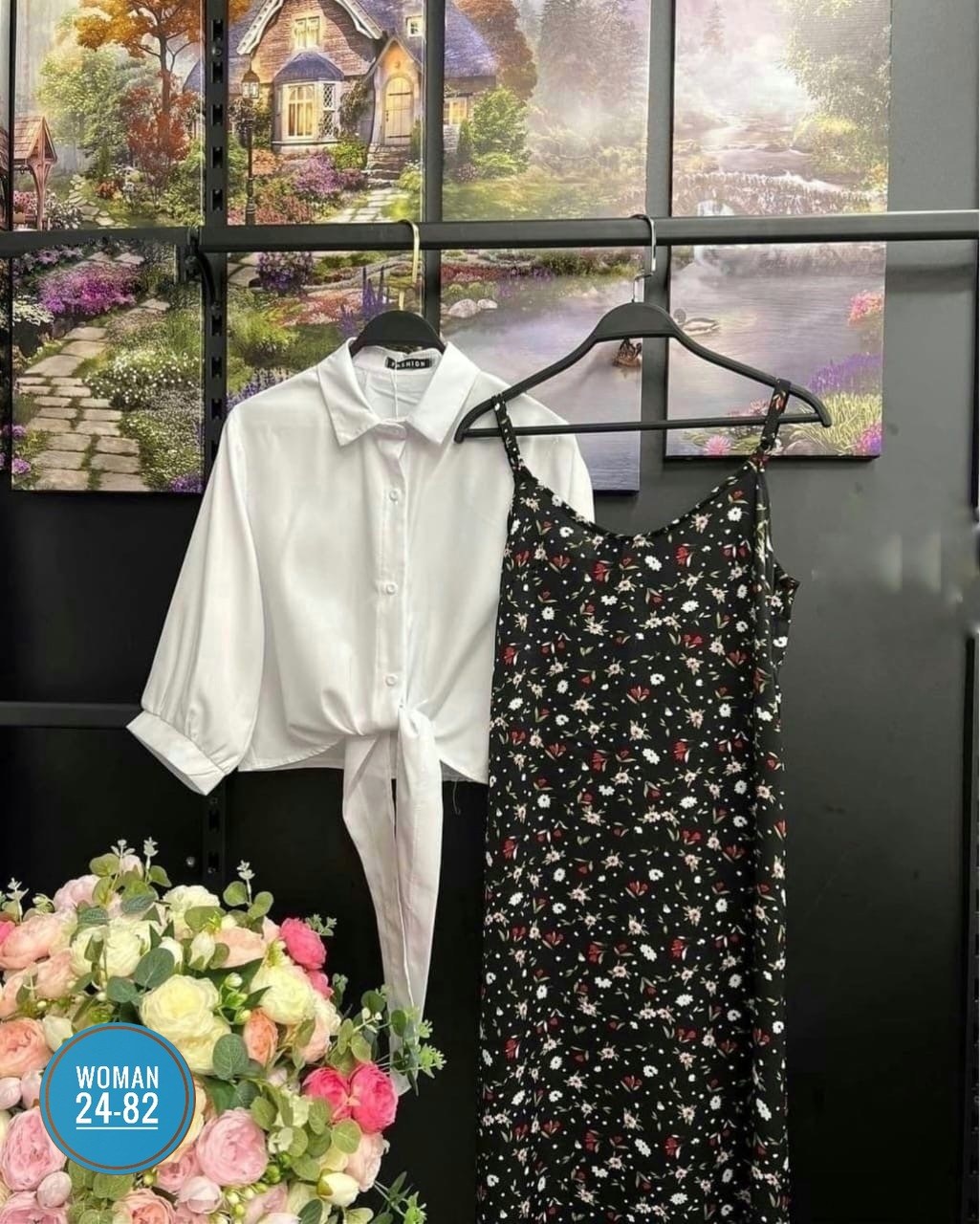 платье летнее женское,стильное платье,костюм с платьем,платье сарафан с рубашкой,мода двойка