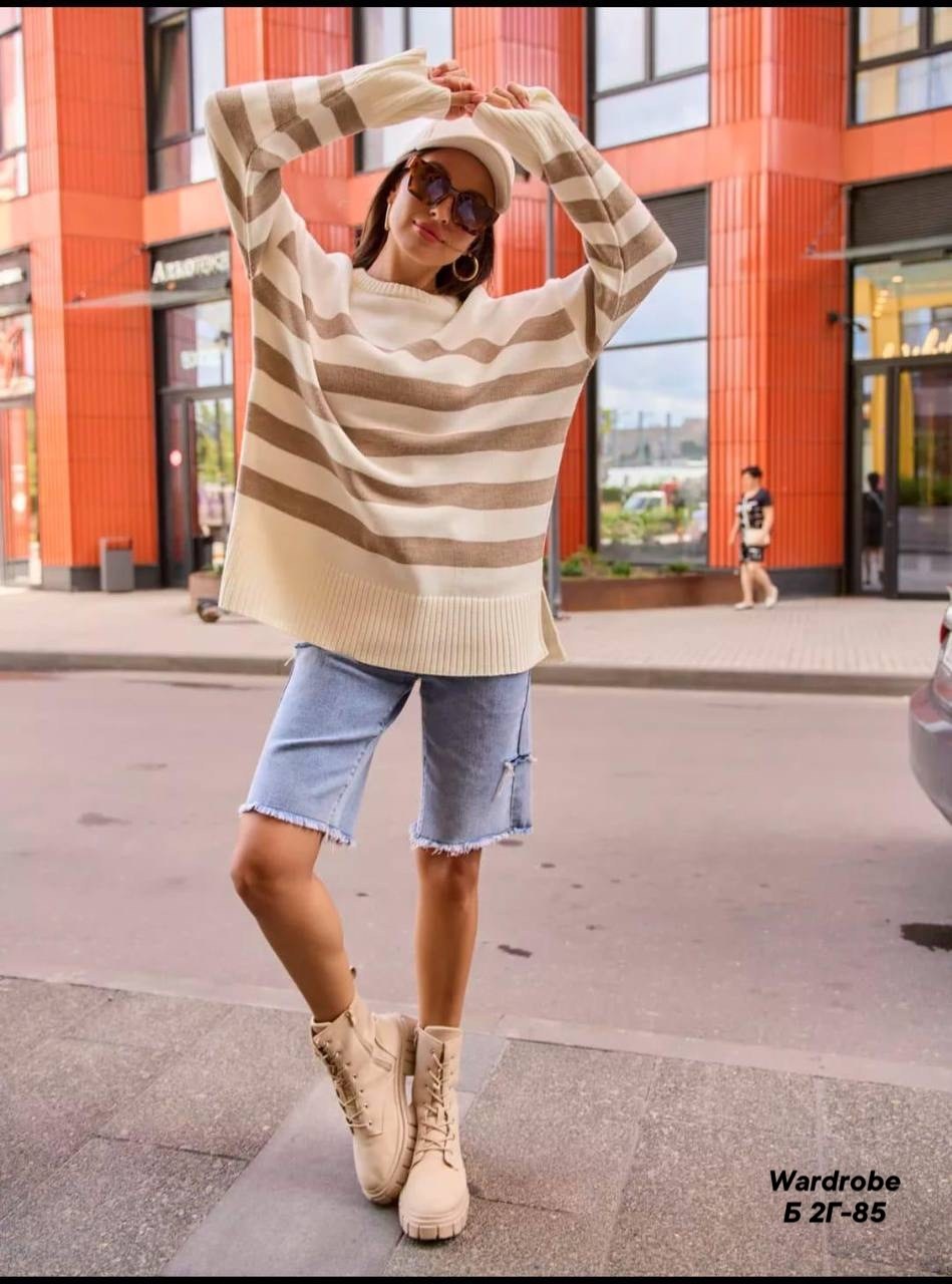 свитер оверсайз удлиненный вязаный джемпер,свитер,женская кофта,женский свитер,женский свитер в полоску