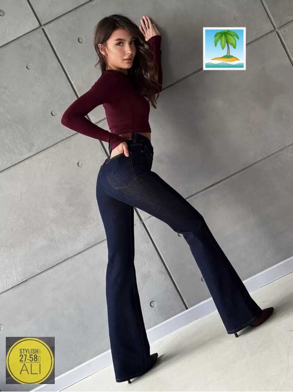расклешенные джинсы,женские джинсовые брюки-клеш с завышенной талией,джинсы клёш женские,джинсы современные,джинсы для женщин