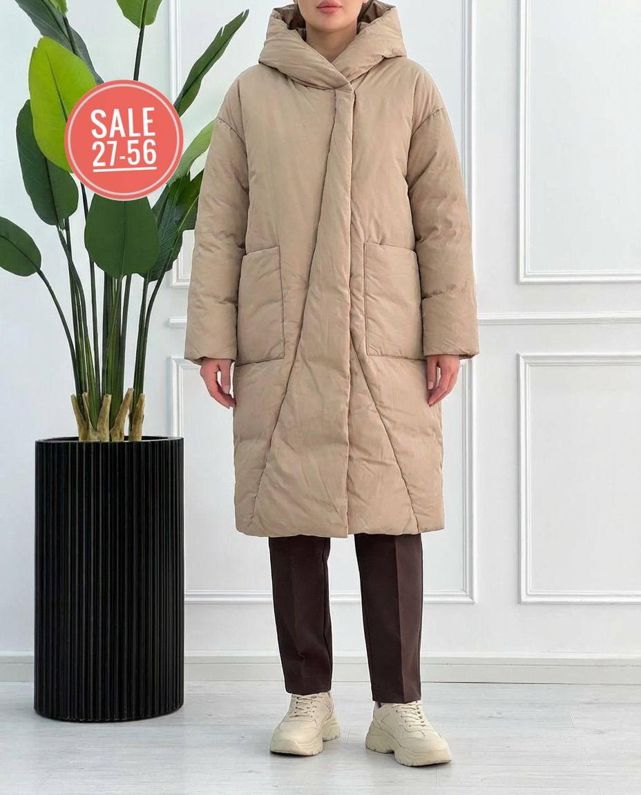 женские пуховики,пальто женское зимнее,утепленное пальто,пуховик бежевый,22-101 beige пальто зимнее женское (200 гр. тинсулейт)