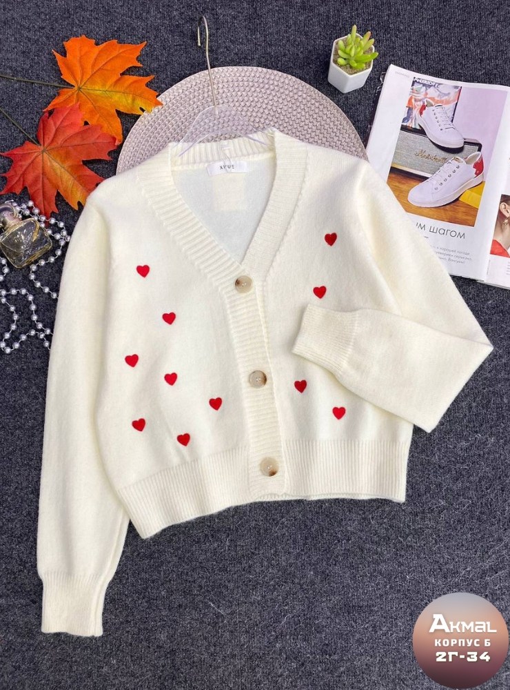 кардиган с вишенками,кофта кардиган,кардиган,вязаный кардиган,кофта женская