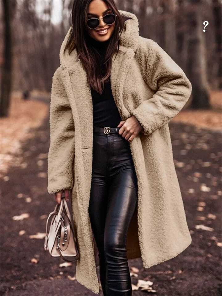 теплое пальто,плюшевое пальто,женское длинное осенне-зимнее однотонное шерстяное пальто,шерстяное пальто,пальто средней длины