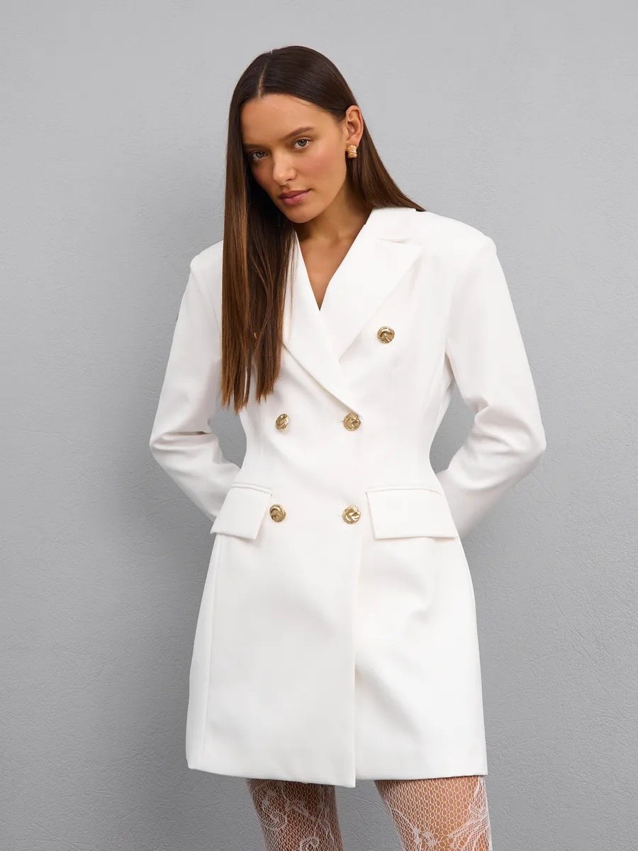 платье пиджак белое,платье пиджак,белое платье жакет,платье-пиджак женское,двубортное платье пиджак