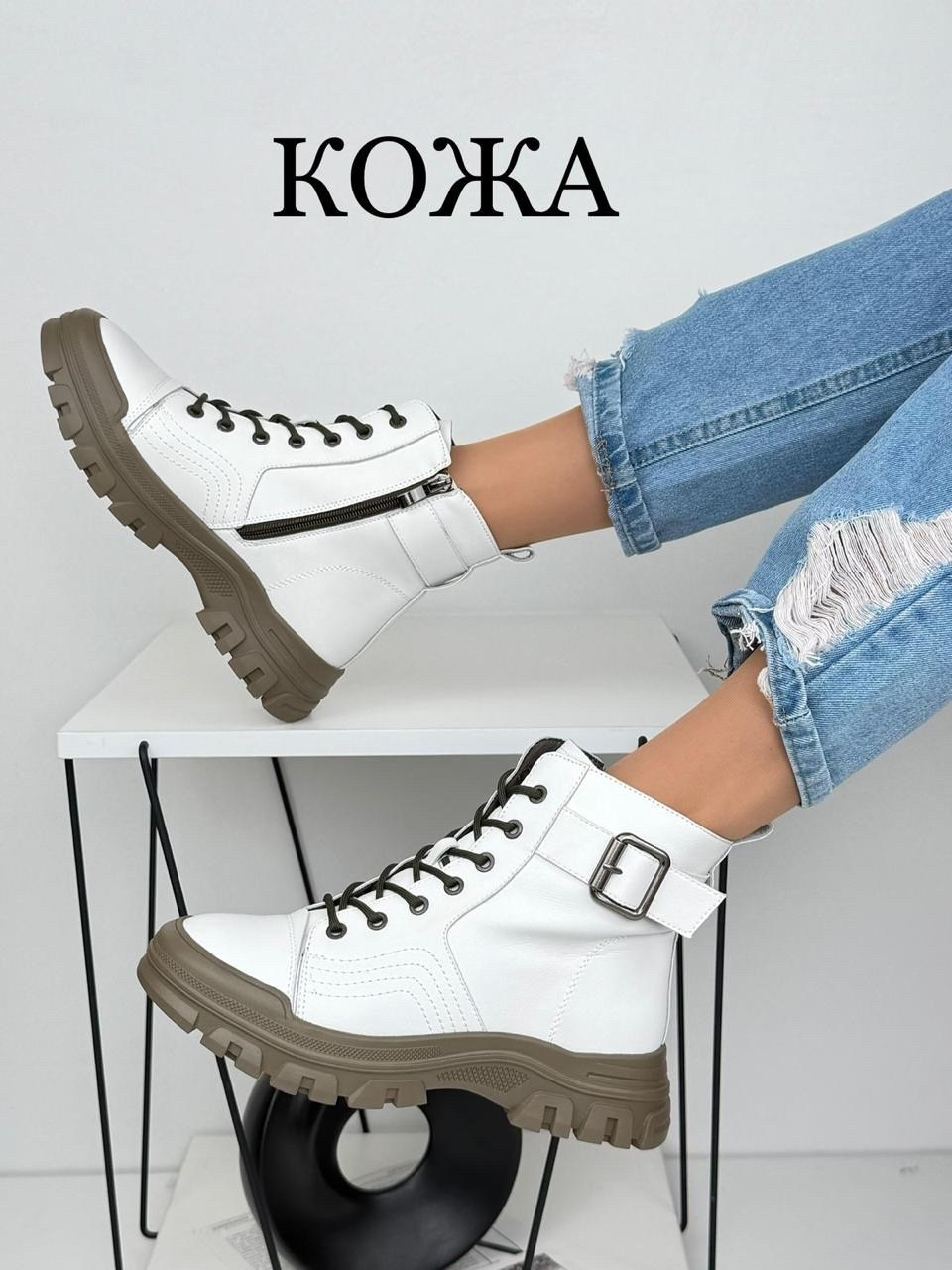 зимние ботинки женские белые натуральная кожа на шнуровке kronstep 43511959,женские ботинки,,ботинки,женская