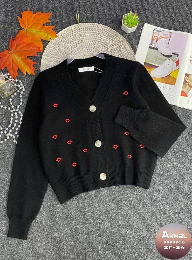 кардиган с вишенками,кофта кардиган,кардиган,вязаный кардиган,кофта женская