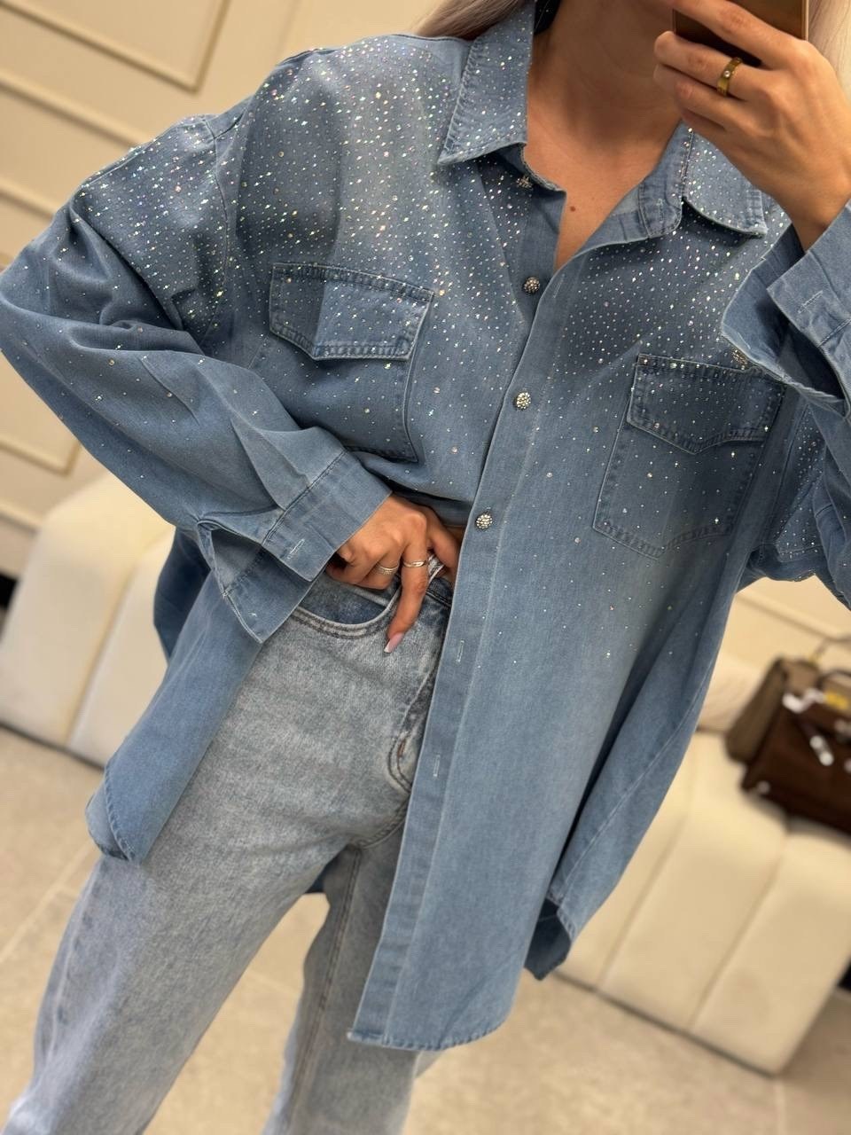 женская джинсовая рубашка,джинсовая блузка,джинсовая рубашка,рубашка со стразами,женская рубашка