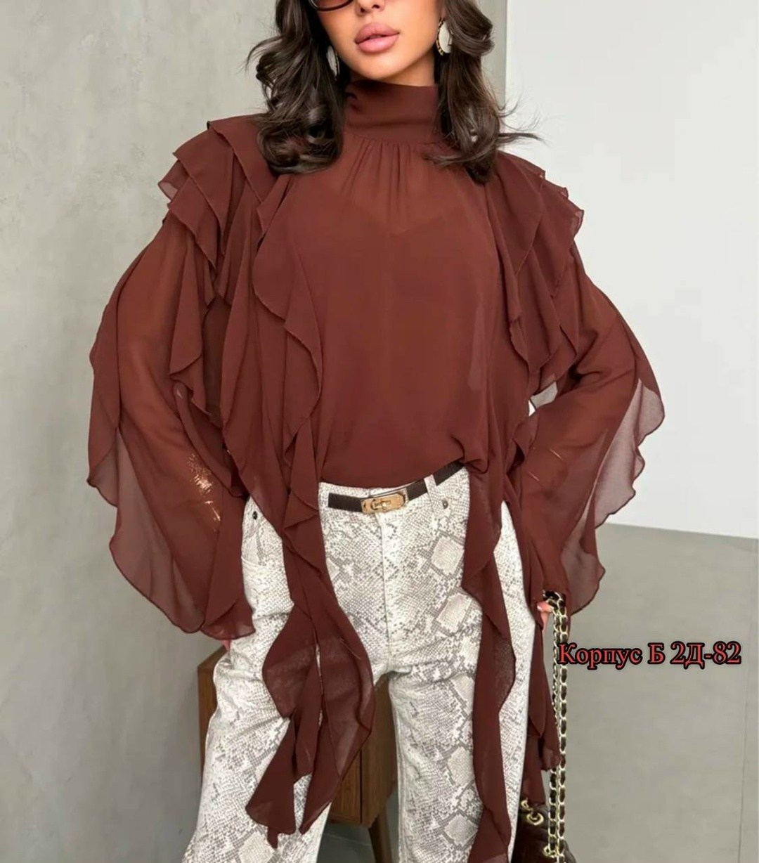 блузка из шифона,женская блуза,блузка шифон,женская блузка,блузка нарядная с воланами