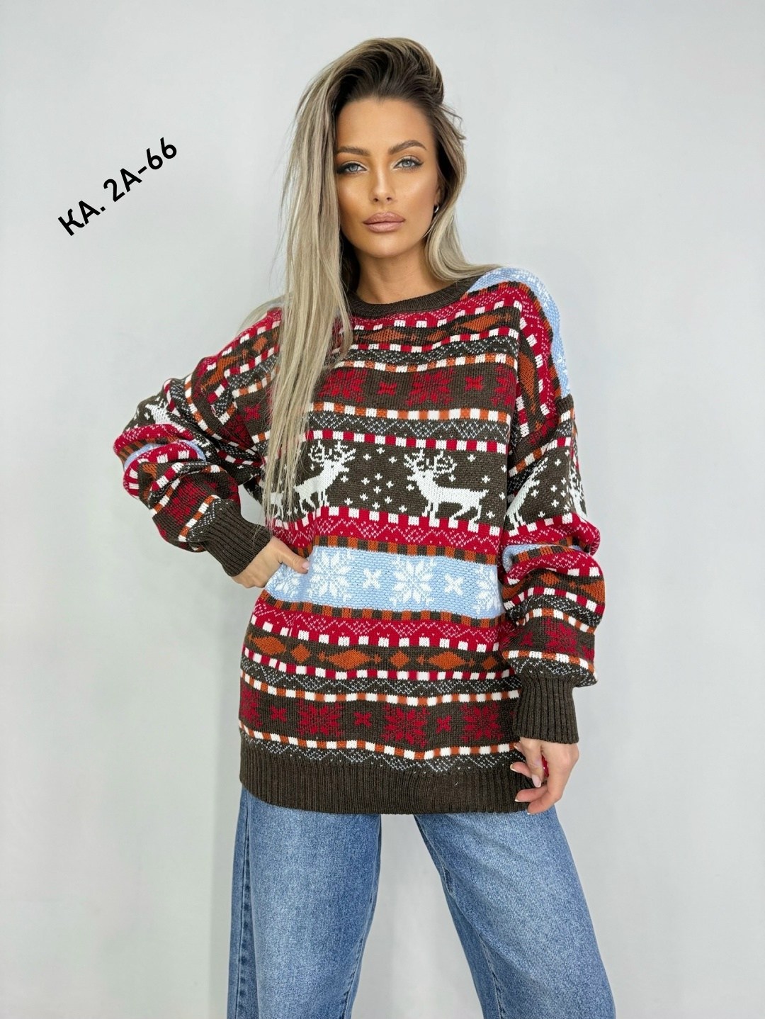 свитер оверсайз вязаный с оленями lyly fashion,кофта женская,свитер новогодний оверсайз,свитер женский,свитер