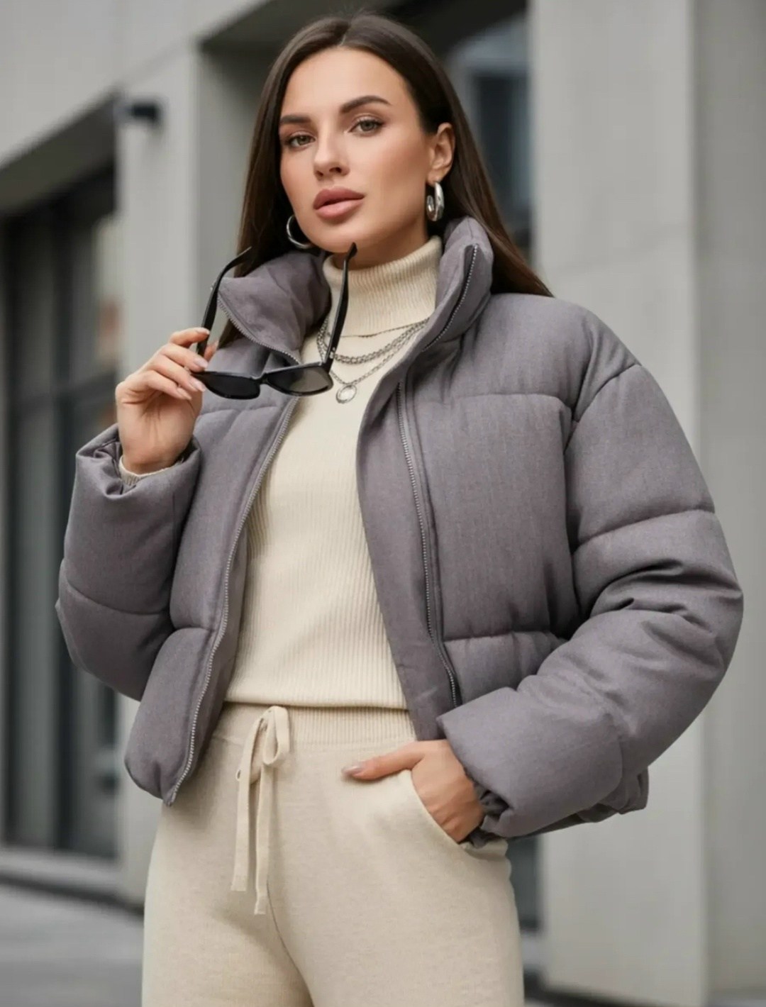 утеплённая короткая куртка серый,куртка,утеплённая короткая куртка серый o`stin lj6833o02-95,пуховая куртка,куртка женская демисезонная