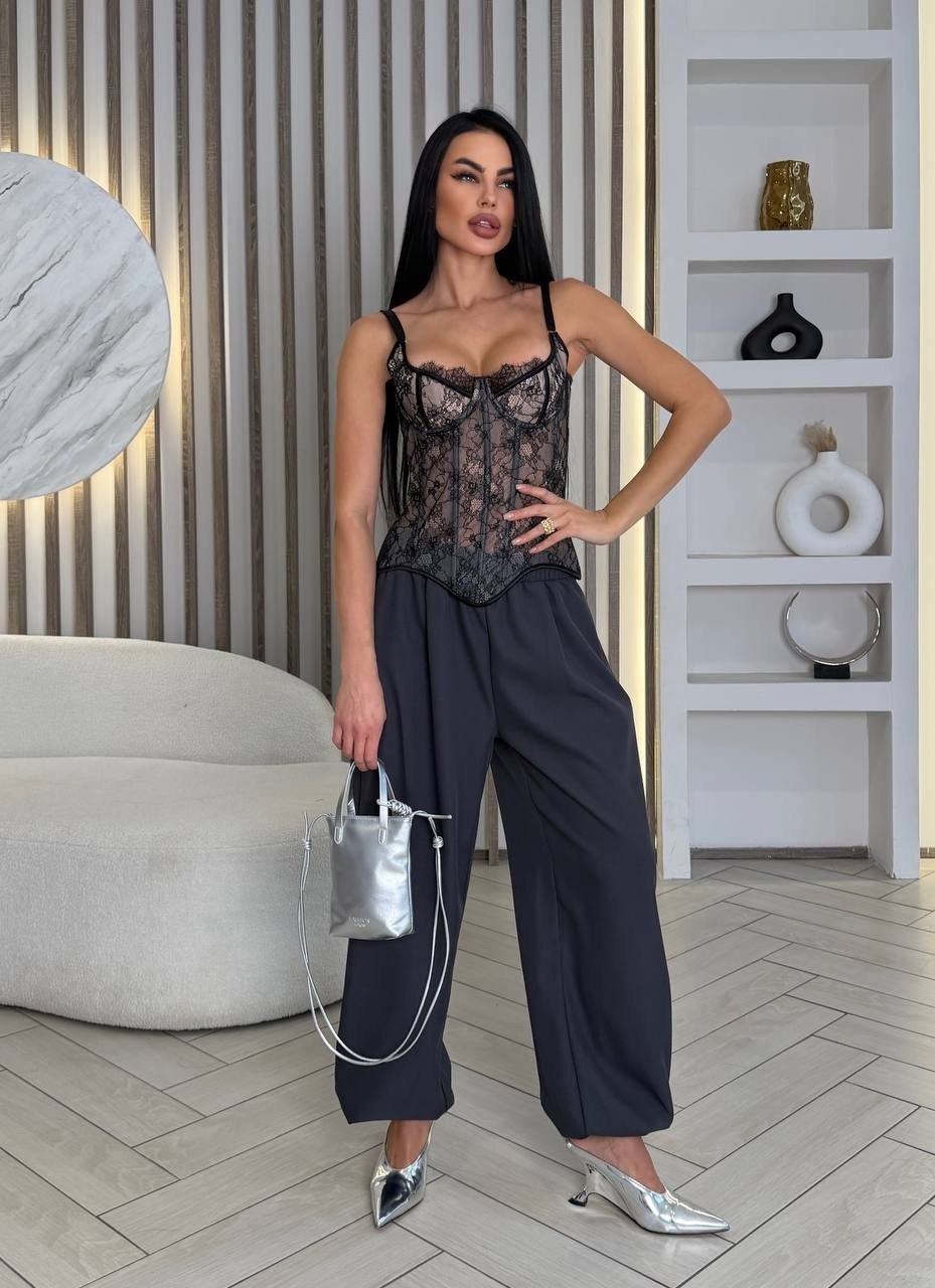женские брюки,корсет топ,брюки палаццо,атласный комбинезон