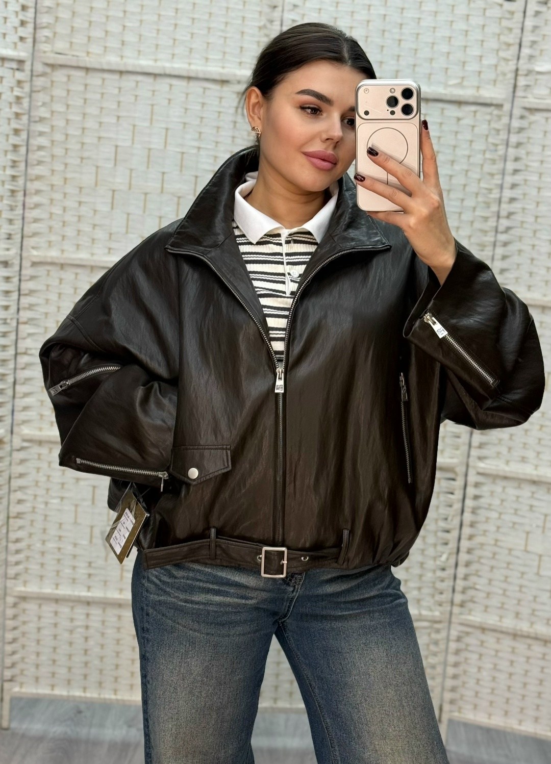 кожаная куртка,женская кожаная куртка,куртка из экокожи,кожаная куртка женская furnatur 8025187 коричневая 46 ru,женская куртка из экокожи