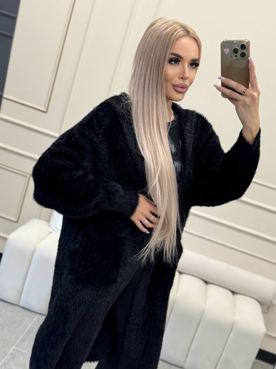 кардиган альпака,пальто кардиган,кардиган удлиненный,кардиган,шуба искусственная длинная с капюшоном f naz furs