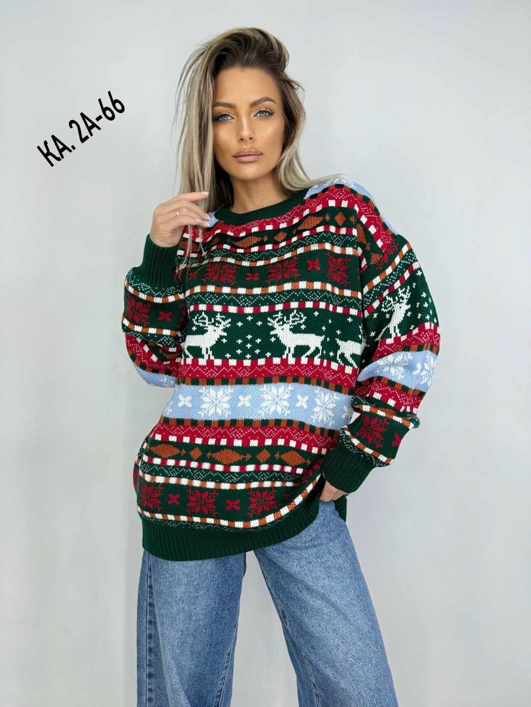 свитер оверсайз вязаный с оленями lyly fashion,кофта женская,свитер новогодний оверсайз,свитер женский,свитер