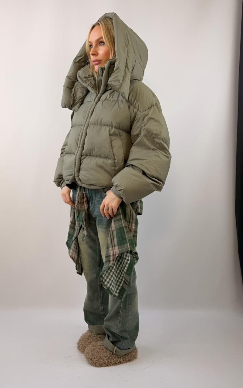 куртка пуховик,куртка оверсайз,пуховик хаки женский,зимняя куртка-пуховик y.a.s. зеленый,пуховик оверсайз
