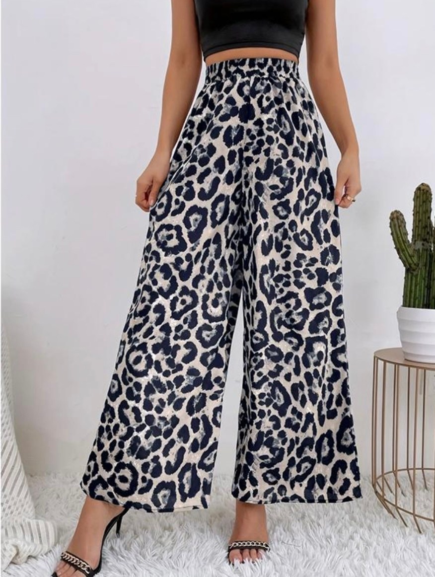 женские брюки с широкими штанинами с леопардовым принтом,повседневные свободные брюки с широкими штанинами и леопардовым принтом,брюки леопардовый принт,леопардовые брюки палаццо,леопардовые широкие б