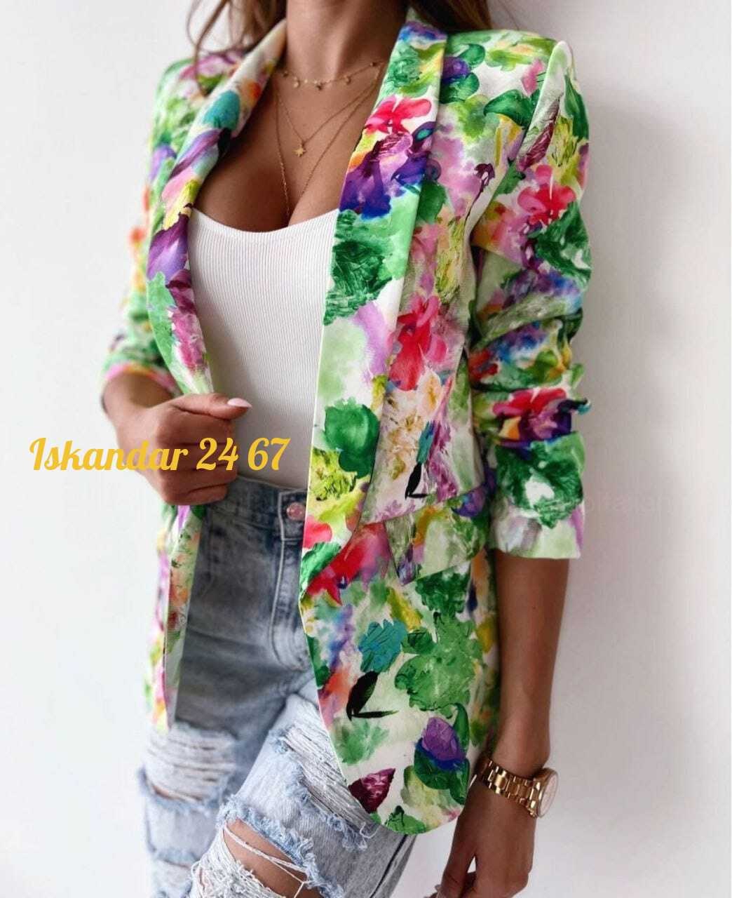 жакет с цветочным принтом,пиджак с цветочным принтом,пиджак женский ,тканевый пиджак,модные костюмы