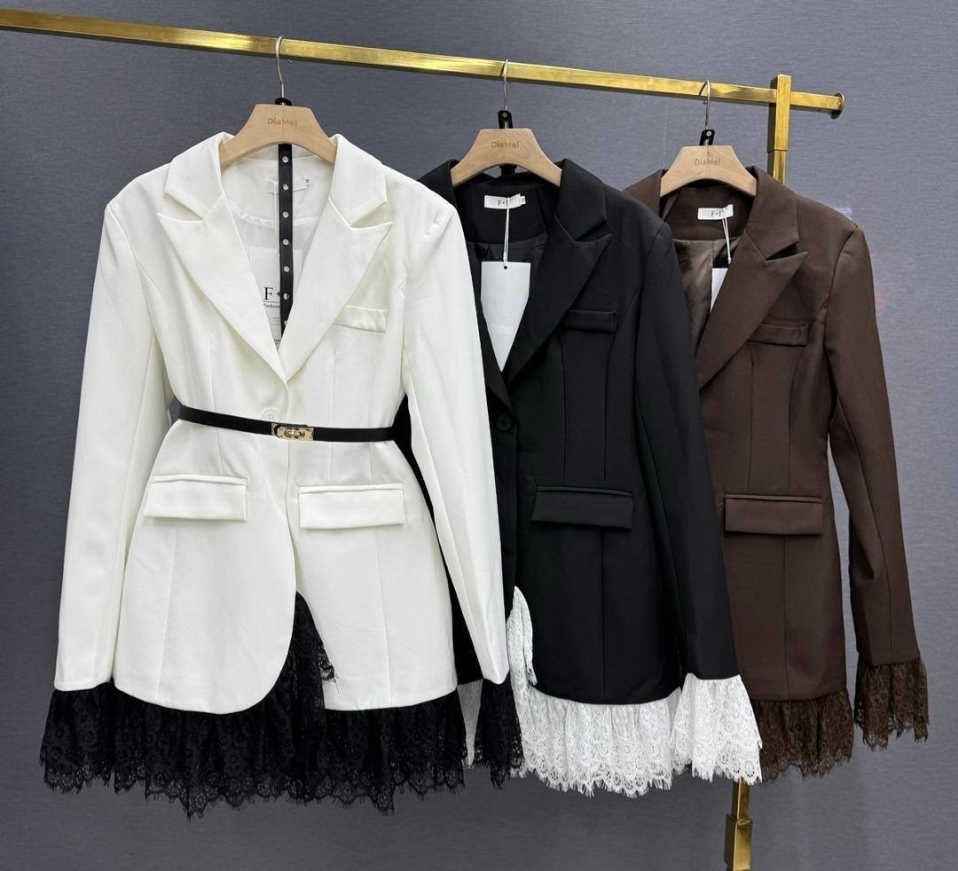 элегантный кружевной пиджак с лацканами для женщин,черные полиэстеровые пиджаки,женский пиджак fdyoui черный,жакет деловой