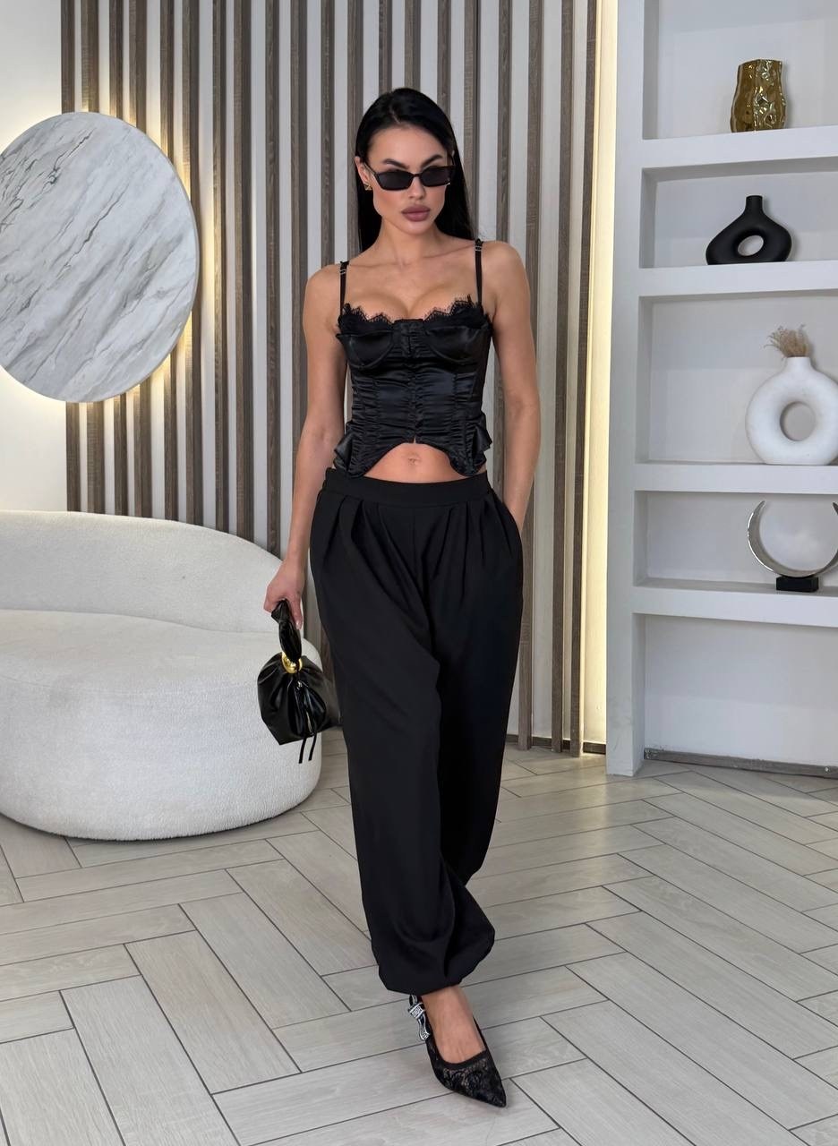 костюм женский,брюки широкие,топ корсет,одежда в стиле