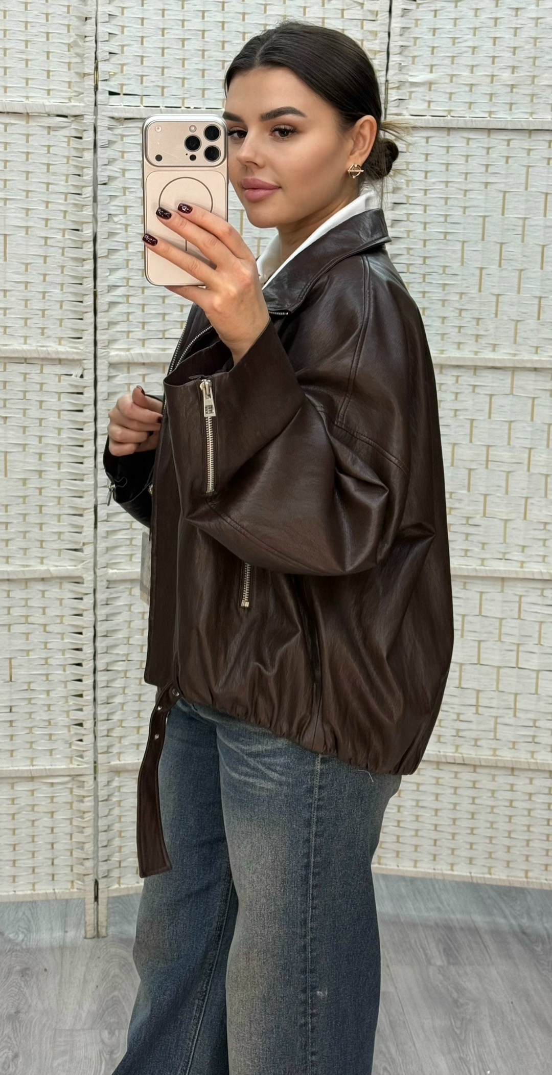 кожаная куртка,женская кожаная куртка,куртка из экокожи,кожаная куртка женская furnatur 8025187 коричневая 46 ru,женская куртка из экокожи