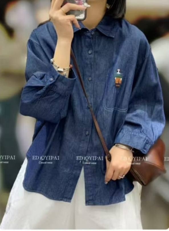 женские джинсовые рубашки,джинсовая рубашка,джинсовая блузка,повседневная рубашка,джинсовая куртка