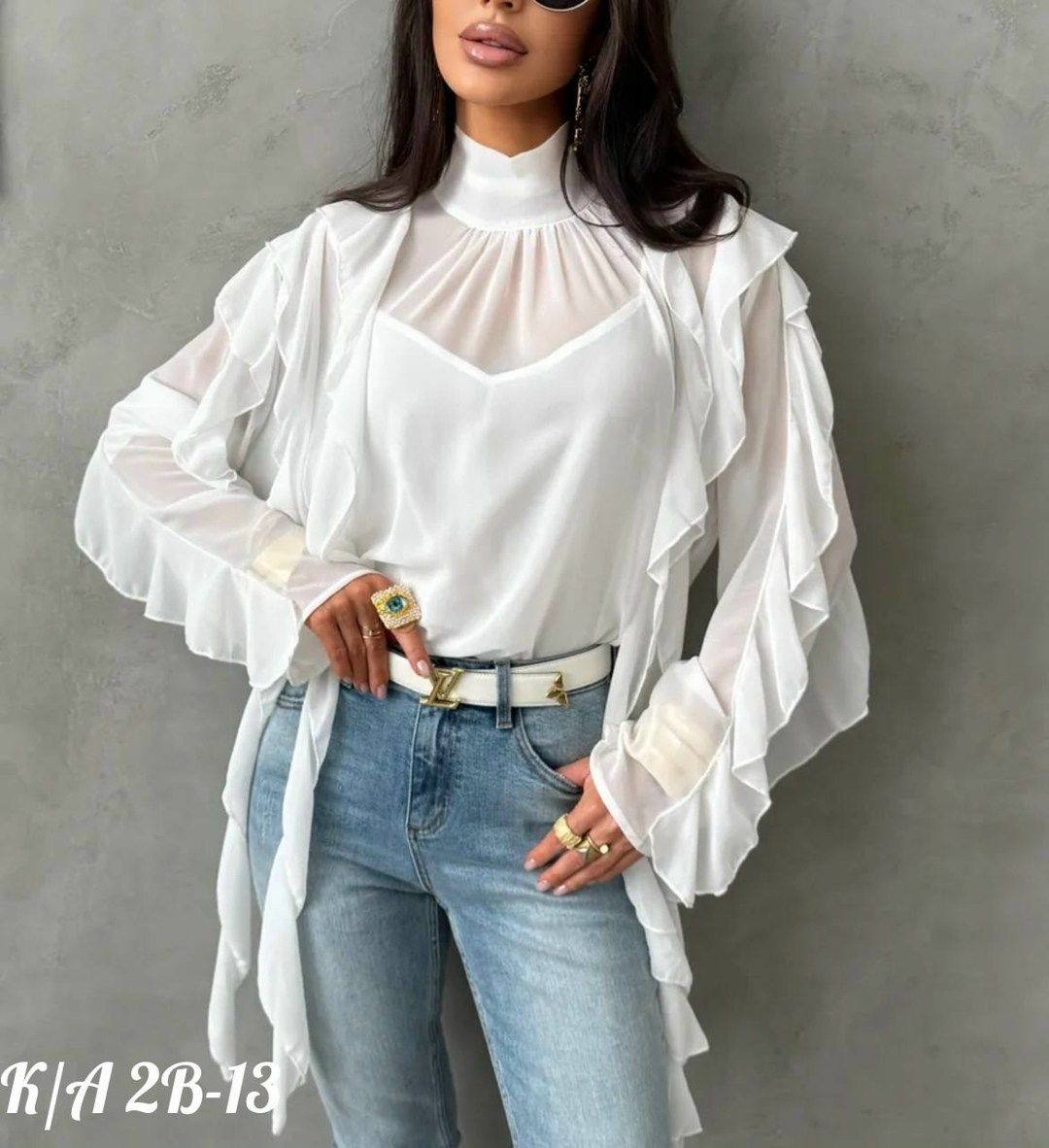 блузка нарядная из шифона с рюшами и воланами nermilova,блузка праздничная из шифона с воланами,блуза нарядная шифоновая с розой рюшами emberens,блузка празничная нарядная из шифона с рюшами и воланам