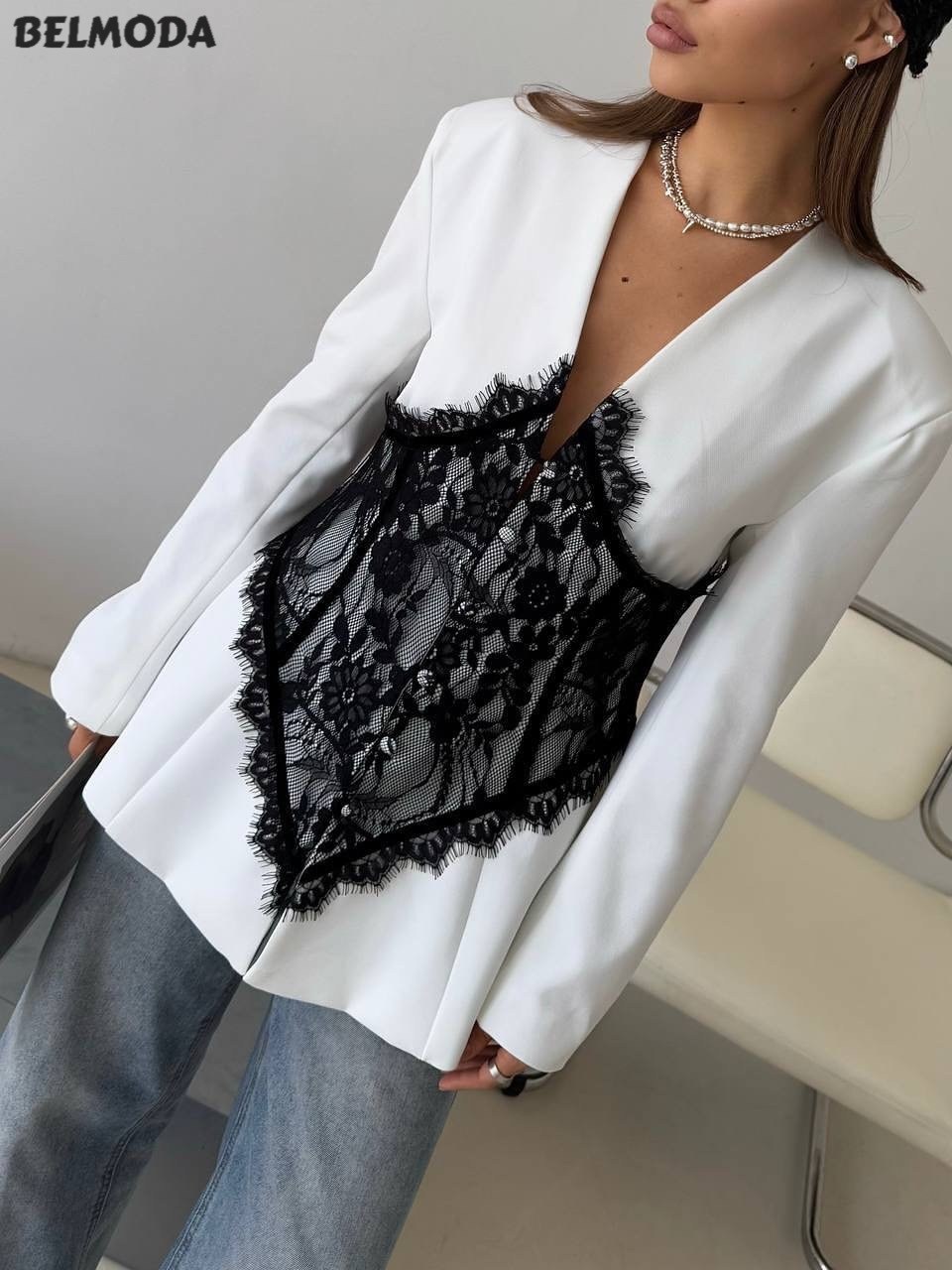 женские жакеты,жакет (пиджак) beauty annette a5408 белый,жакет,женский кружевной пиджак,пиджак с кружевом
