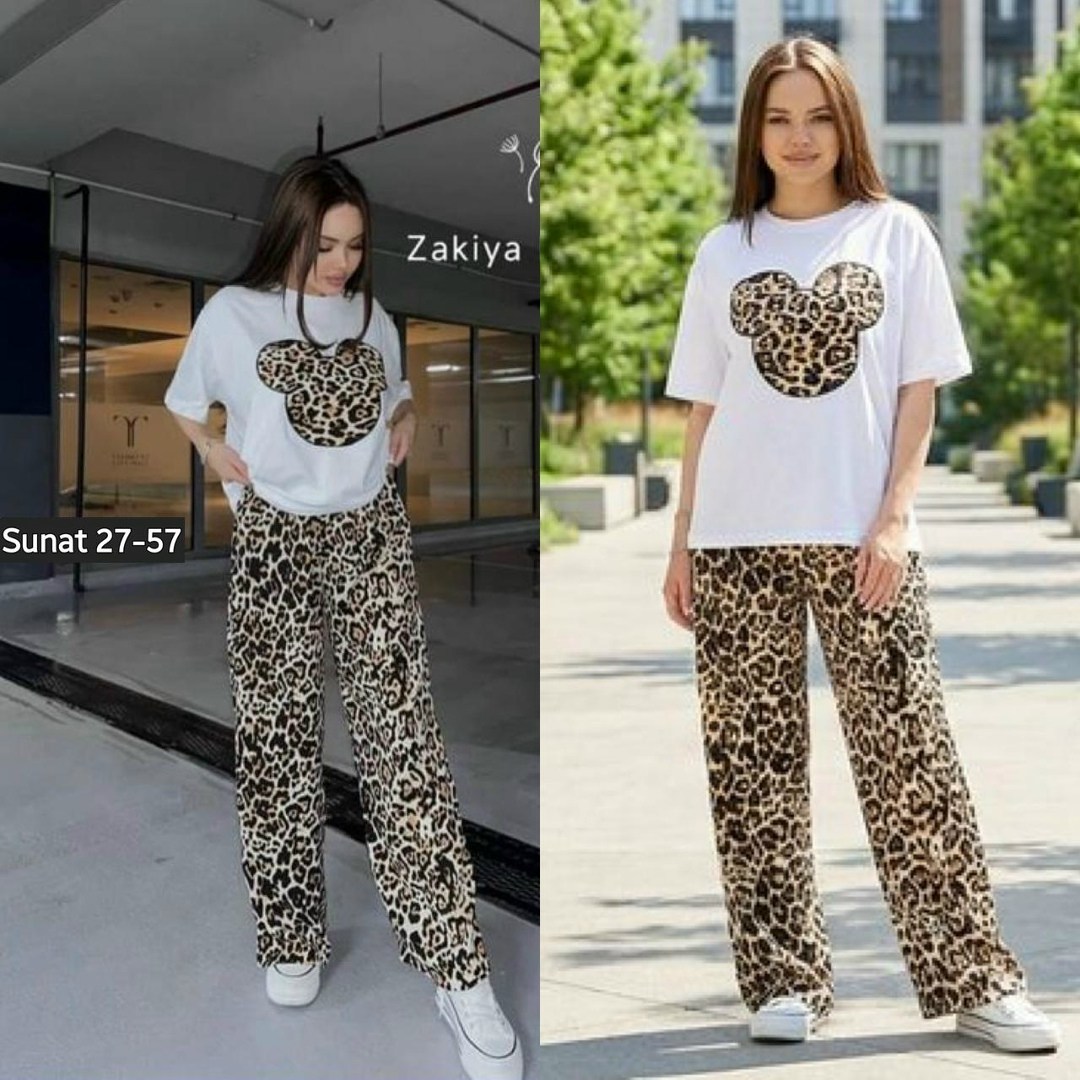 женские футболки с принтом,женская пижама,комплект пижама,одежда женская,леопард ткань