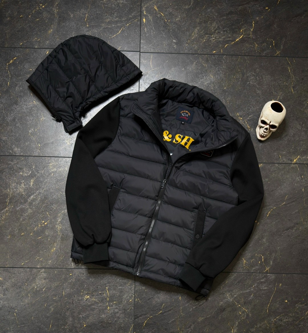 куртка paul shark мужская,пауль шарк куртка с вязаными рукавами,куртка paul&shark,куртка armani,куртка пауль шарк теплая короткая с капюшоном paul&shark