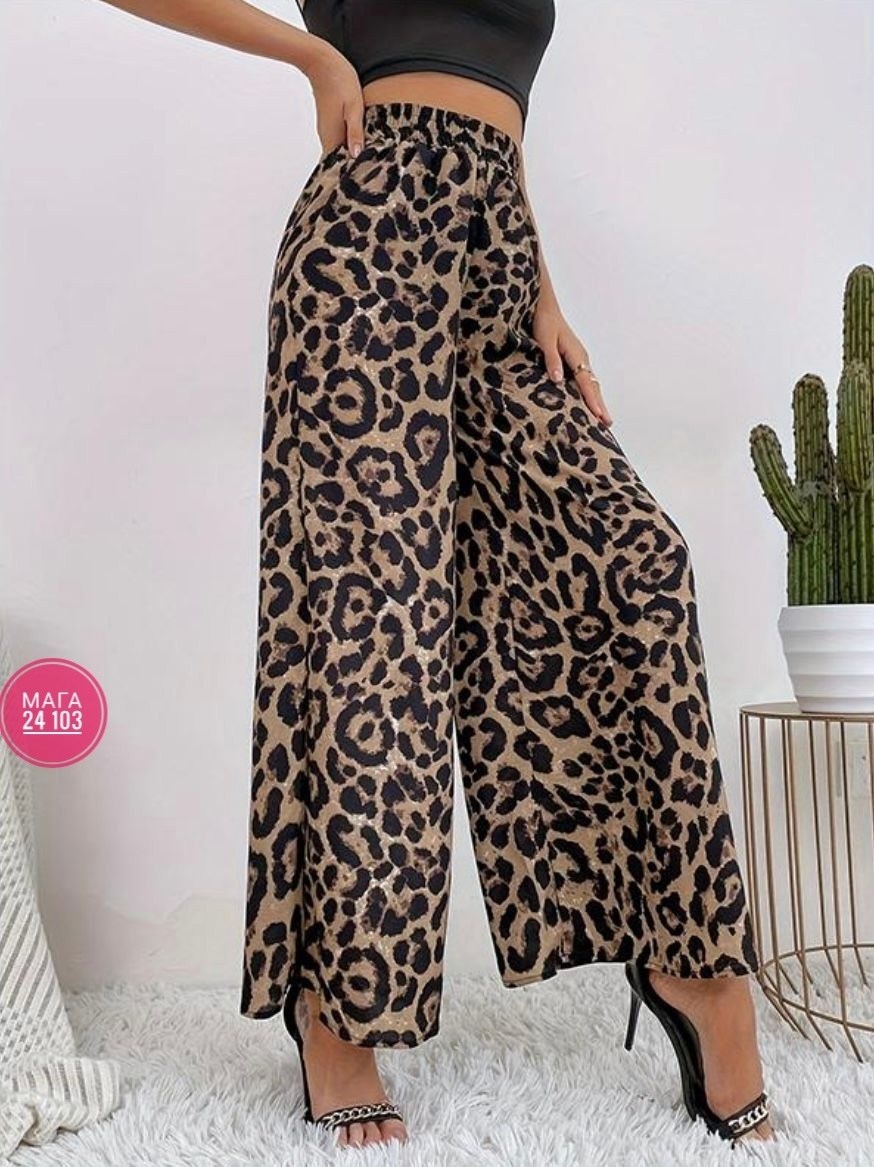 брюки с широкими штанинами с леопардовым принтом,женские широкие брюки клеш леопардовые,брюки с широкими штанинами с леопардовым принтом shein,shein vcay брюки с широкими штанинами с леопардовым принт