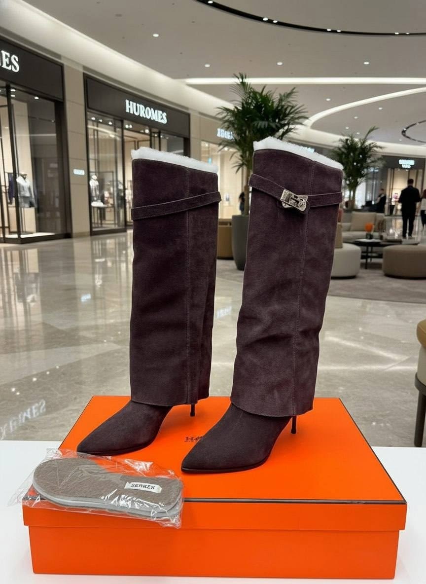 сапоги hermes,женские сапоги,сапоги замшевые,сапоги,зимние женские сапоги
