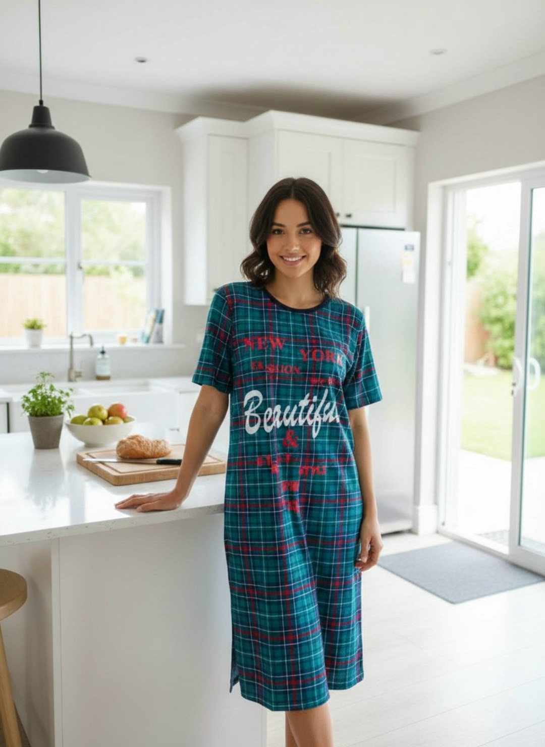 пижама для женщин,пижама женская,пижама в клетку,пижама в клетку с брюками,комплект пижама