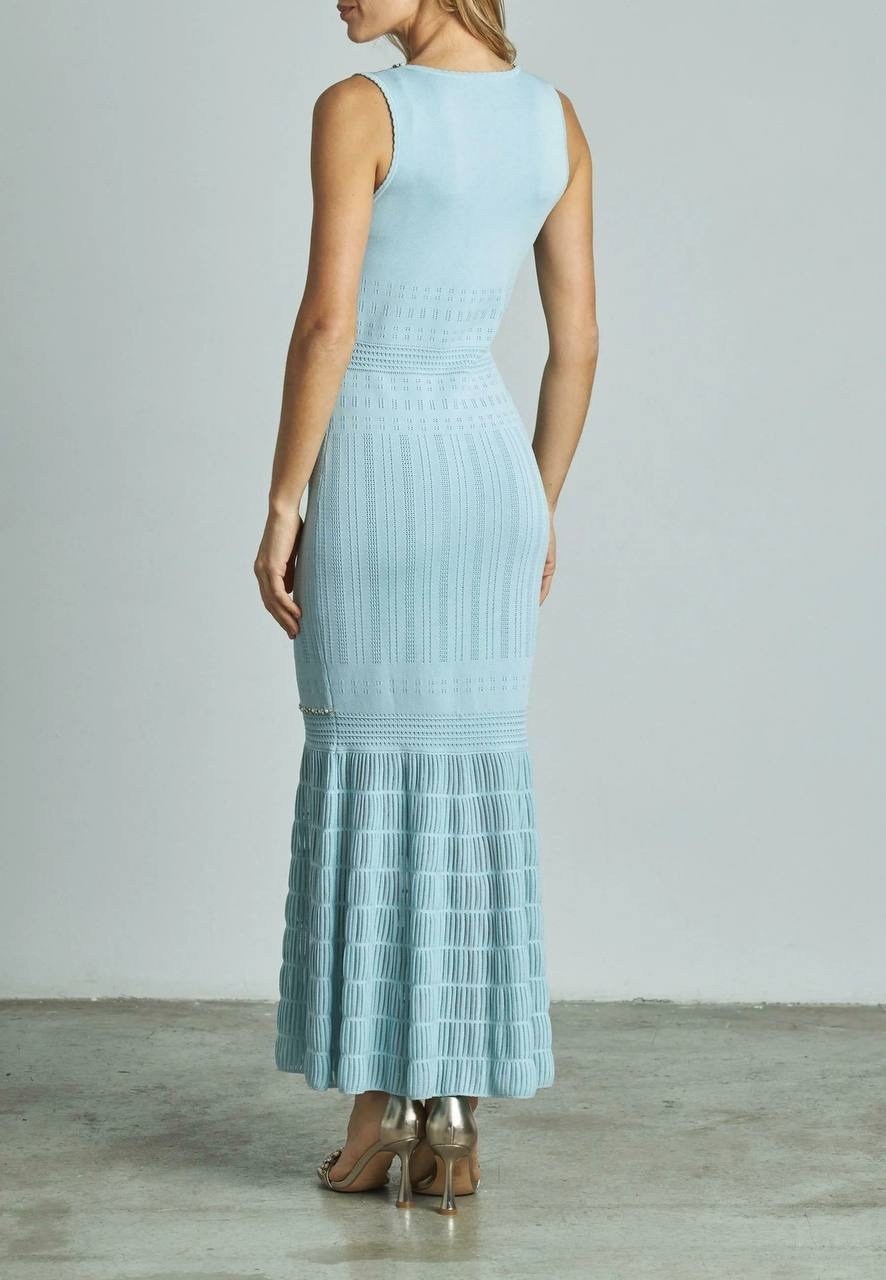 вязаный сарафан,платье макси синего,платье макси,вязаное крючком платье,трикотажное платье