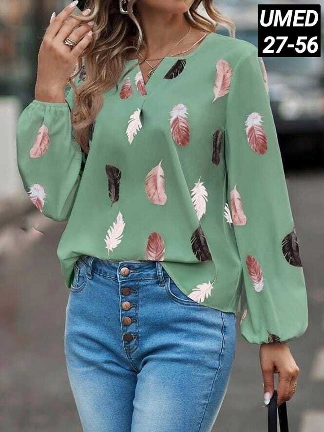 модные женские блузки,блузка с перьями принт,модная блузка,женская блузка,женские рубашки с принтом