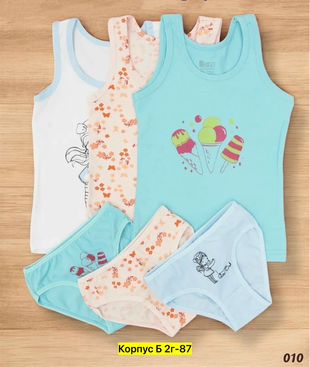 комплект трусы и майка для девочек,комплект детский девочка (майка, трусы) № uz025,комплект нижнего белья для девочки 3 года,комплект белья для девочки,комплект нижнего белья детский