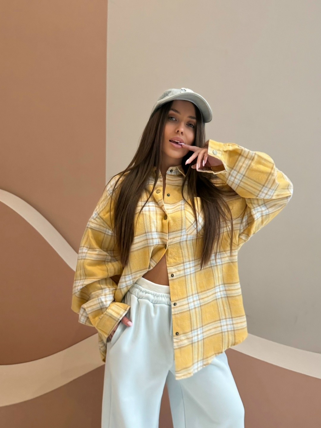 повседневный костюм,рубашка женская оверсайз в клетку,летние костюмы,рубашка в клетку оверсайз желтая