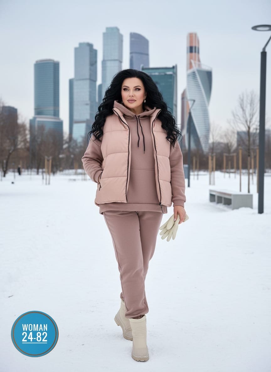 костюм тройка женский,теплый спортивный костюм на флисе с жилеткой halein,костюм-тройка женский утепленный: жилет, толстовка и штаны арт. 1342606,костюм-тройка мужской: жилет, толстовка и штаны арт. 1