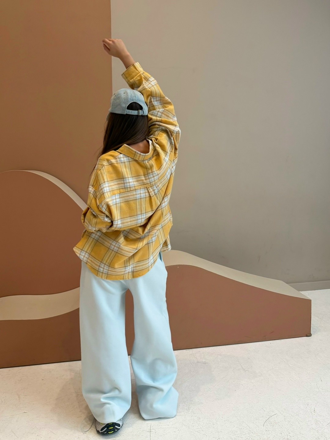 повседневный костюм,рубашка женская оверсайз в клетку,летние костюмы,рубашка в клетку оверсайз желтая