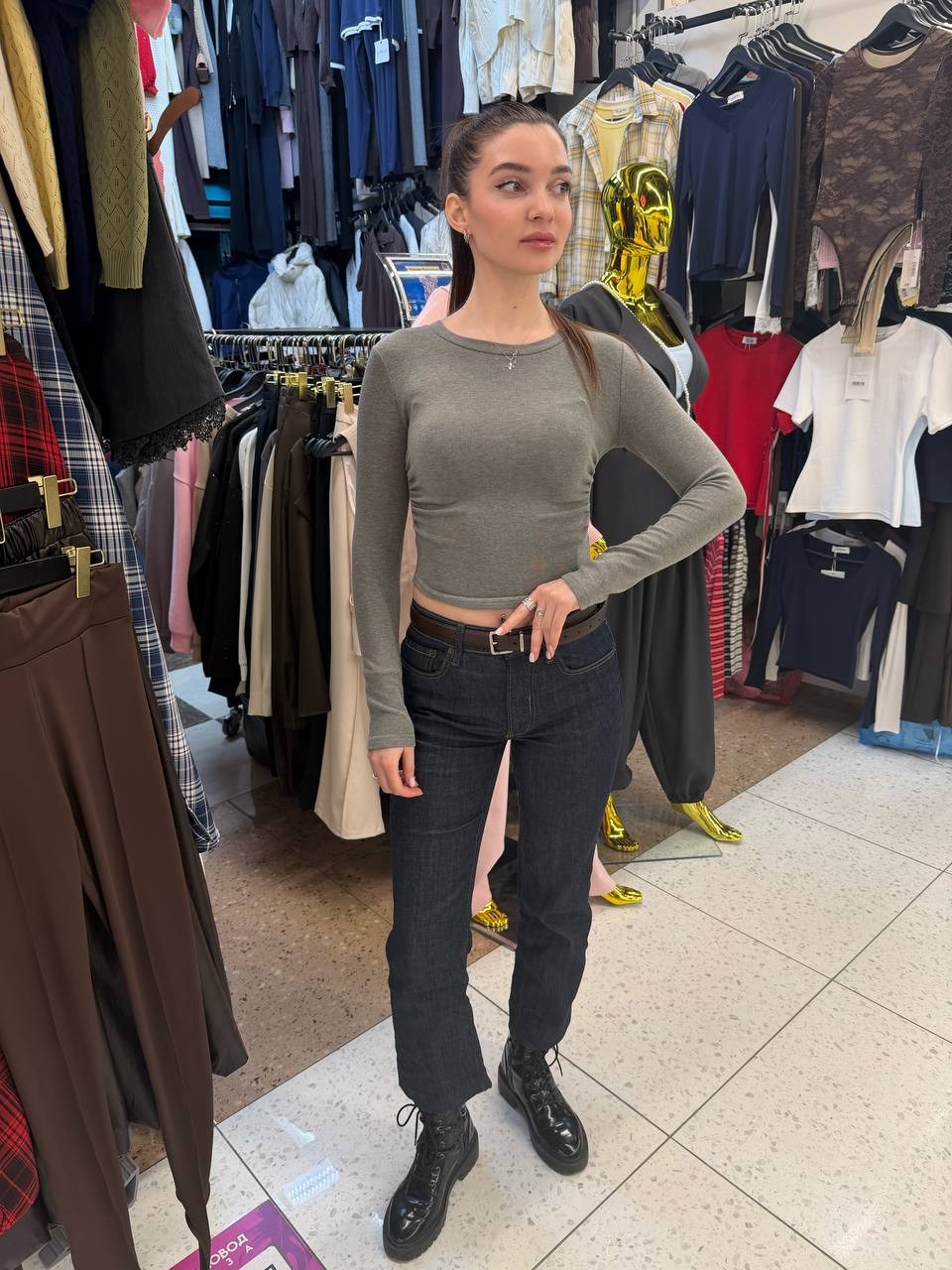 женская кофта,женский трикотажный лонгслив,лонгслив женские,серый лонгслив