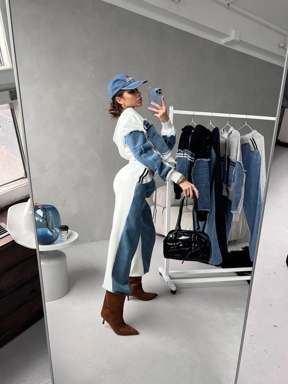 костюм джинсовый,джинсовая куртка с интересными вставками,спортивные костюмы женские,джинсовый костюм женский,костюм двойка в стиле спорт шик