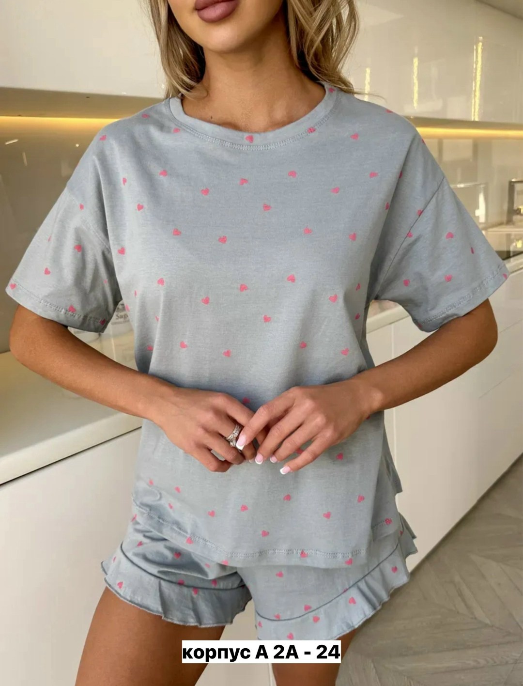 пижама с шортами и футболкой трикотажная demonic leon 388281932,женская пижама с шортами,пижама женская,пижама с шортами,пижама с шортами и футболкой трикотажная