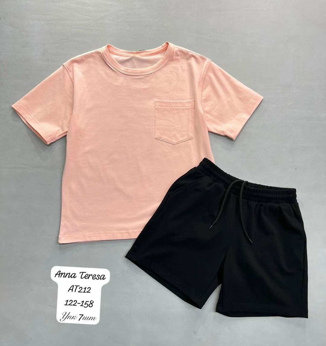 костюм комплекты,комплект для мальчика шорты+футболка me&we цв. черный/белый р. 152,комплект футболка и шорты,футболки комплект,комплект одежды