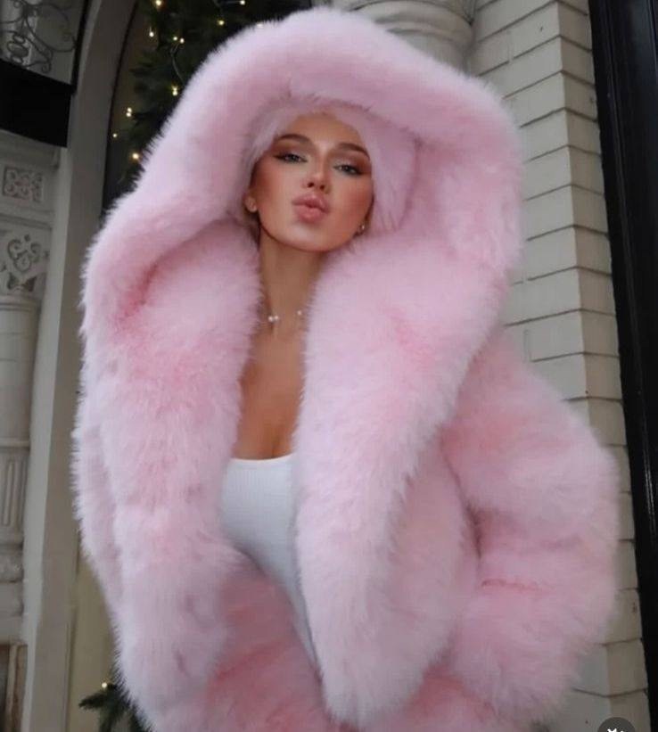 розовая шуба натуральная,модная розовая шуба из натурального лисьего меха с капюшоном для женщин,розовый мех,шуба из натурального розового и голубого лисьего меха с капюшоном,пальто из искусственного