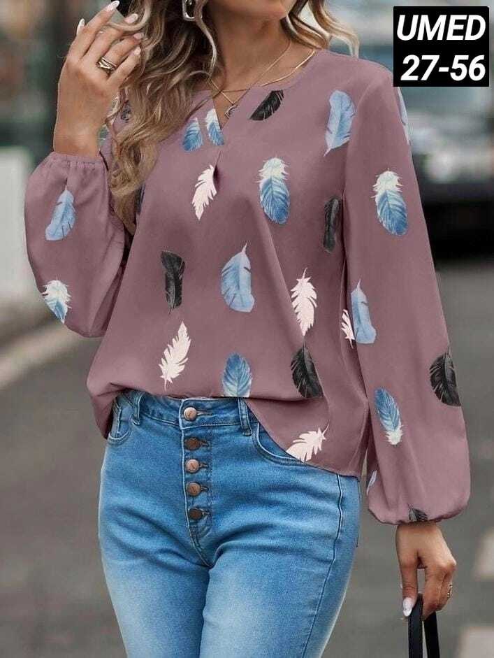 модные женские блузки,блузка с перьями принт,модная блузка,женская блузка,женские рубашки с принтом