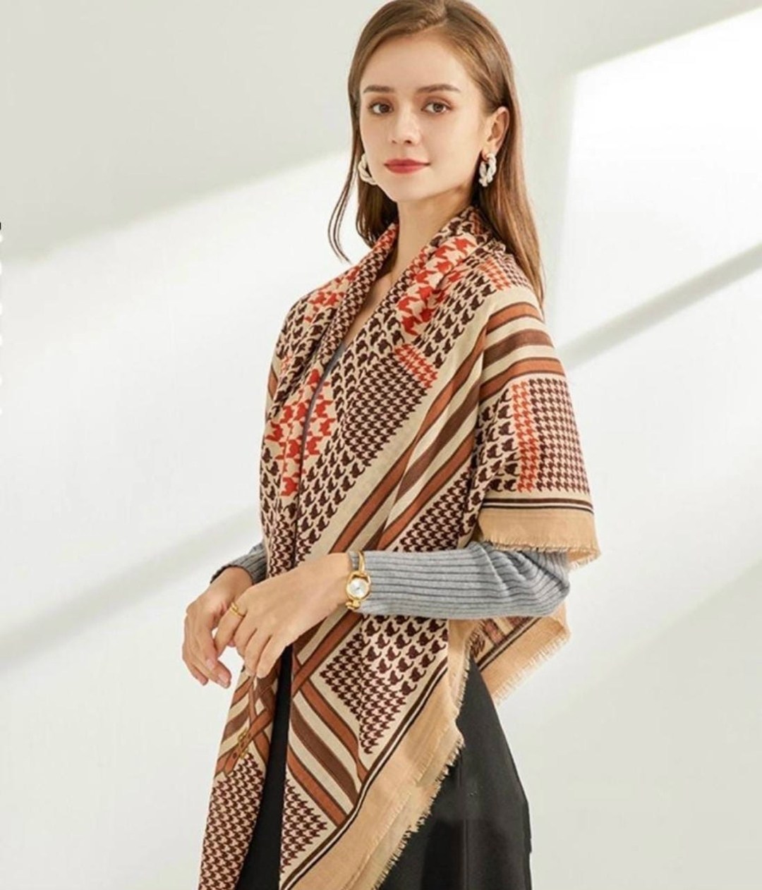 палантин женский,мусульманская девушка,шарф в клетку,хиджабная мода,шарф женские