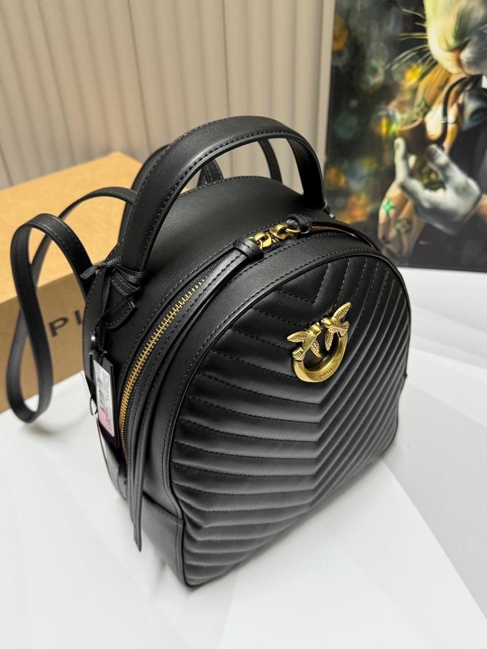 рюкзак женский pinko,рюкзак pinko,женский рюкзак,кожаные рюкзаки,рюкзак pinko черный