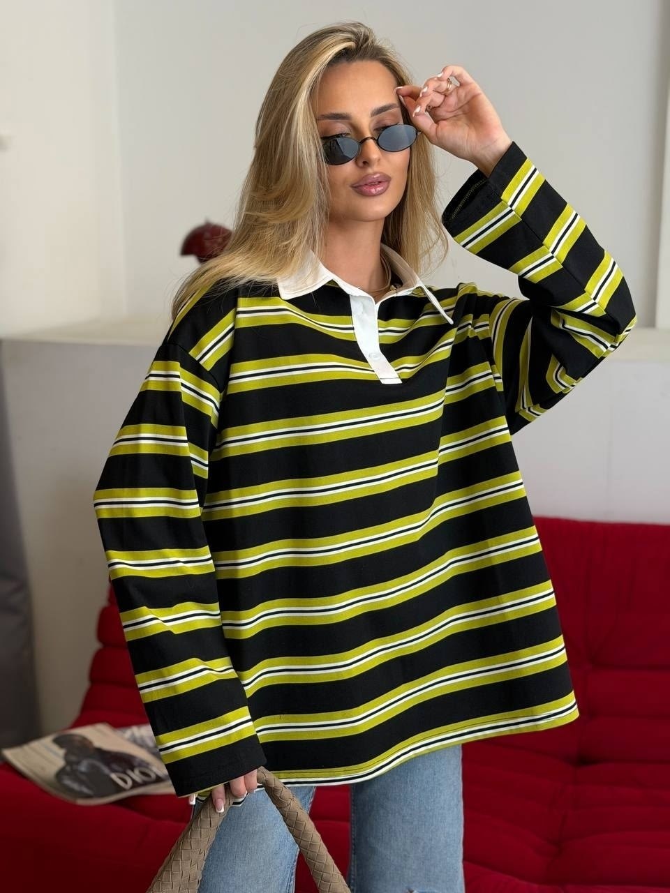 кофта женская,кофта,кофта поло женская оверсайз в полоску с длинным,стильный свитер,свитер женский в полоску