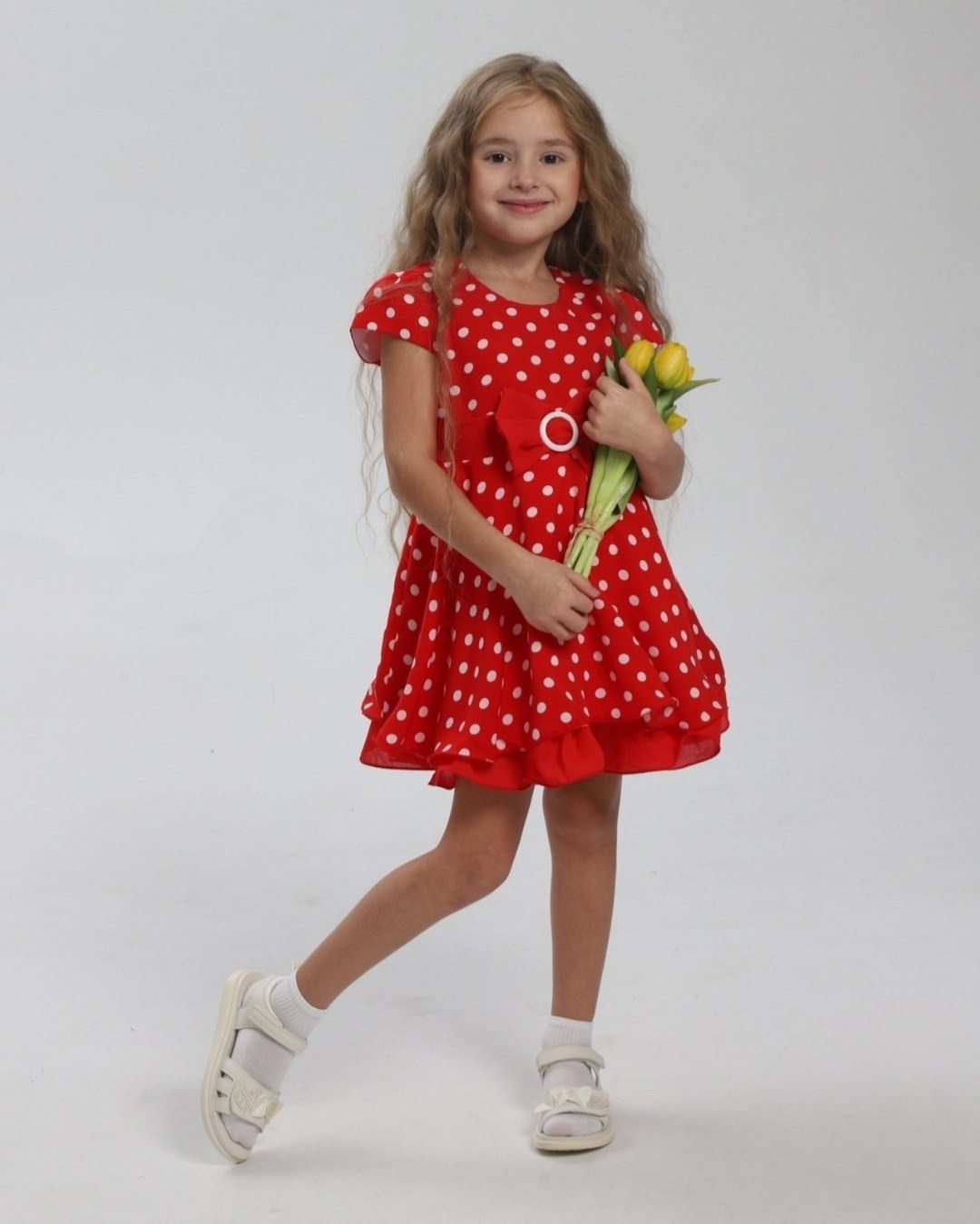 платье детское ronda пл-261 красное,платье детское красное в горошек,платье для девочки,платье для девочки трикотажное,платье в горошек для девочки