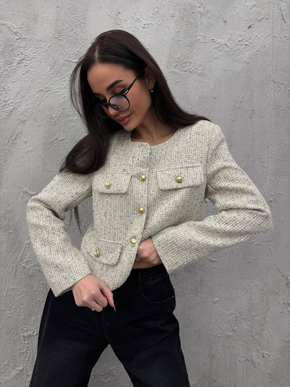 твидовый жакет шанель оригинал,жакет твидовый в стиле chanel приталенный модный люрекс,твидовый жакет,твидовый пиджак,женская твидовая куртка