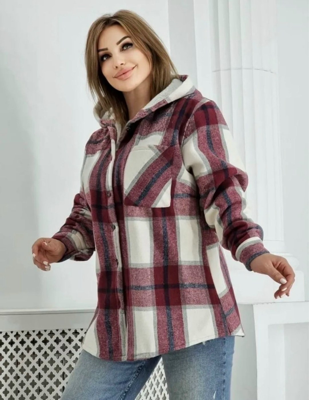 худи оверсайз теплая в клетку удлиненная roza fashion,теплая рубашка,толстовка женская,рубашка женская,рубашка утепленная